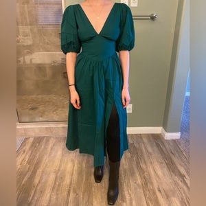 Abercrombie & Fitch Puff Sleeve Corset Midi Dress, NWT